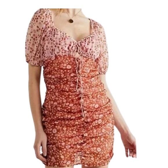 FREE PEOPLE X Revolve Tessa Dress - Tea Primrose Rouched Sz: S Floral - Picture 1 of 13